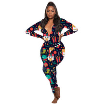 Load image into Gallery viewer, F5205 Casual Christmas Printed Long-Sleeved Trousers Home Jumpsuit