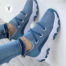 Load image into Gallery viewer, F6002 2023 Autumn New Platform Lace-up Knitted Stretch Sneakers Women's Foreign Trade Large Size Casual Low-Top Shoes Running Shoes