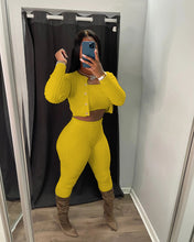 Load image into Gallery viewer, F5025 Solid Color Knitted Sweater Sexy Slim-Fit Cardigan Three-Piece Set