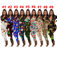 Load image into Gallery viewer, F5205 Casual Christmas Printed Long-Sleeved Trousers Home Jumpsuit