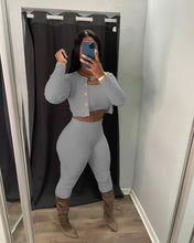 Load image into Gallery viewer, F5025 Solid Color Knitted Sweater Sexy Slim-Fit Cardigan Three-Piece Set