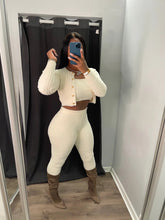 Load image into Gallery viewer, F5025 Solid Color Knitted Sweater Sexy Slim-Fit Cardigan Three-Piece Set