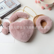 Load image into Gallery viewer, F9005 Exclusive For Matching Imitate Rex Rabbit Fur Love Handbags Plush Hairpin Autumn And Winter Chain Net Red Bag
