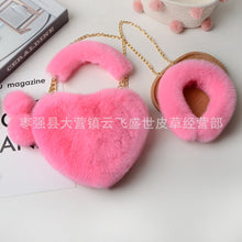 Load image into Gallery viewer, F9005 Exclusive For Matching Imitate Rex Rabbit Fur Love Handbags Plush Hairpin Autumn And Winter Chain Net Red Bag