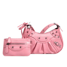 Load image into Gallery viewer, F7006 New Arrival Underarm Bag Female 2022 Pleated Crescent Son Mother Shoulder Bag Female European and American Retro Rivet Motorcycle Bag