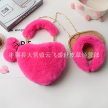 Load image into Gallery viewer, F9005 Exclusive For Matching Imitate Rex Rabbit Fur Love Handbags Plush Hairpin Autumn And Winter Chain Net Red Bag
