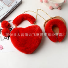 Load image into Gallery viewer, F9005 Exclusive For Matching Imitate Rex Rabbit Fur Love Handbags Plush Hairpin Autumn And Winter Chain Net Red Bag