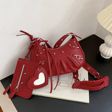 Load image into Gallery viewer, F7006 New Arrival Underarm Bag Female 2022 Pleated Crescent Son Mother Shoulder Bag Female European and American Retro Rivet Motorcycle Bag