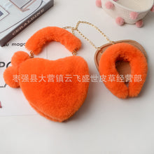 Load image into Gallery viewer, F9005 Exclusive For Matching Imitate Rex Rabbit Fur Love Handbags Plush Hairpin Autumn And Winter Chain Net Red Bag