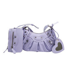 Load image into Gallery viewer, F7006 New Arrival Underarm Bag Female 2022 Pleated Crescent Son Mother Shoulder Bag Female European and American Retro Rivet Motorcycle Bag