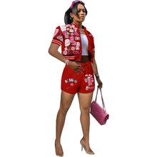 Load image into Gallery viewer, F5041 Casual Printed Baseball Uniform Short Sleeve Suit