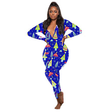Load image into Gallery viewer, F5205 Casual Christmas Printed Long-Sleeved Trousers Home Jumpsuit
