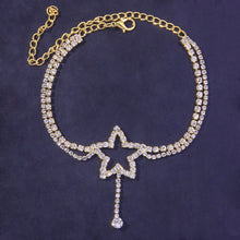 Load image into Gallery viewer, F4030  pentagram Anklet Sexy Beach Rhinestone Multi-Layer Foot Ornaments Accessories Anklet
