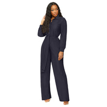 Load image into Gallery viewer, F5204 Long Sleeve Wide Leg Jumpsuit Containing Belt
