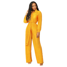 Load image into Gallery viewer, F5204 Long Sleeve Wide Leg Jumpsuit Containing Belt
