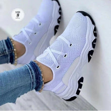 Load image into Gallery viewer, F6002 2023 Autumn New Platform Lace-up Knitted Stretch Sneakers Women&#39;s Foreign Trade Large Size Casual Low-Top Shoes Running Shoes
