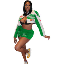 Load image into Gallery viewer, F5202 American Retro Detachable Motorcycle Baseball Uniform Short Coat Racing Hot Girl Two-Piece Skirt Suit
