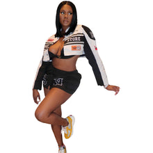 Load image into Gallery viewer, F5202 American Retro Detachable Motorcycle Baseball Uniform Short Coat Racing Hot Girl Two-Piece Skirt Suit
