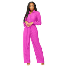 Load image into Gallery viewer, F5204 Long Sleeve Wide Leg Jumpsuit Containing Belt
