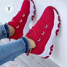 Load image into Gallery viewer, F6002 2023 Autumn New Platform Lace-up Knitted Stretch Sneakers Women&#39;s Foreign Trade Large Size Casual Low-Top Shoes Running Shoes
