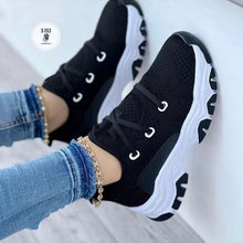 Load image into Gallery viewer, F6002 2023 Autumn New Platform Lace-up Knitted Stretch Sneakers Women&#39;s Foreign Trade Large Size Casual Low-Top Shoes Running Shoes
