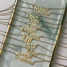 Load image into Gallery viewer, F4026 European and American cross-border jewelry fashion creative twelve constellations necklace retro English letter ornaments(MOQ  10).
