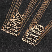 Load image into Gallery viewer, F4026 European and American cross-border jewelry fashion creative twelve constellations necklace retro English letter ornaments(MOQ  10).
