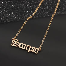 Load image into Gallery viewer, F4026 European and American cross-border jewelry fashion creative twelve constellations necklace retro English letter ornaments(MOQ  10).
