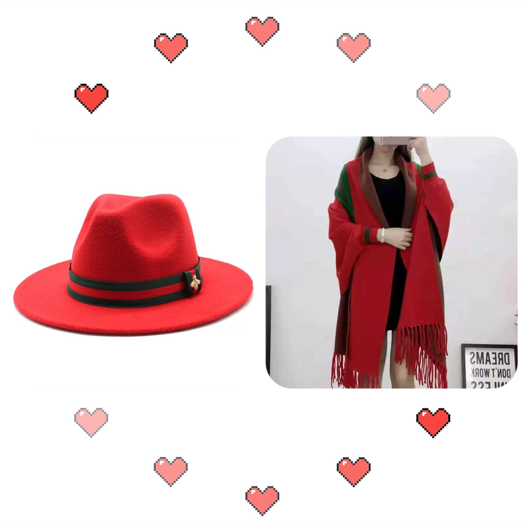 F9004 Beef Fedora&Scarf set