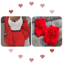 Load image into Gallery viewer, F9003 Teddy Bear Slipper and 3PCS Fur Set For Valentine‘s Day
