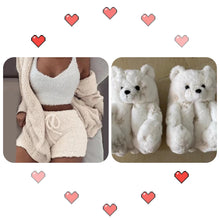 Load image into Gallery viewer, F9003 Teddy Bear Slipper and 3PCS Fur Set For Valentine‘s Day
