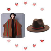 Load image into Gallery viewer, F9004 Beef Fedora&amp;Scarf set

