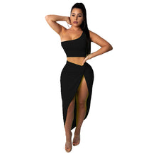 Load image into Gallery viewer, F5077 European and American plus Size Women&#39;s Clothes Pleated Solid Skirt Casual Suit Two-Piece Set
