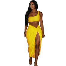 Load image into Gallery viewer, F5077 European and American plus Size Women&#39;s Clothes Pleated Solid Skirt Casual Suit Two-Piece Set
