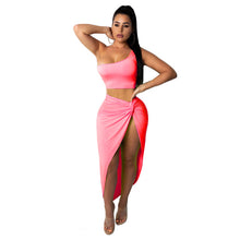 Load image into Gallery viewer, F5077 European and American plus Size Women&#39;s Clothes Pleated Solid Skirt Casual Suit Two-Piece Set
