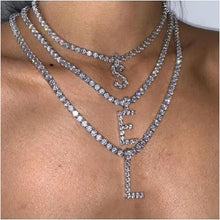 Load image into Gallery viewer, F4003  Letter Necklace Pendant Customized Hip Hop European and American Trend Personality Rhivvestone Necklace Necklace (MOQ 10)
