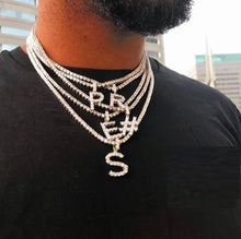 Load image into Gallery viewer, F4003  Letter Necklace Pendant Customized Hip Hop European and American Trend Personality Rhivvestone Necklace Necklace (MOQ 10)

