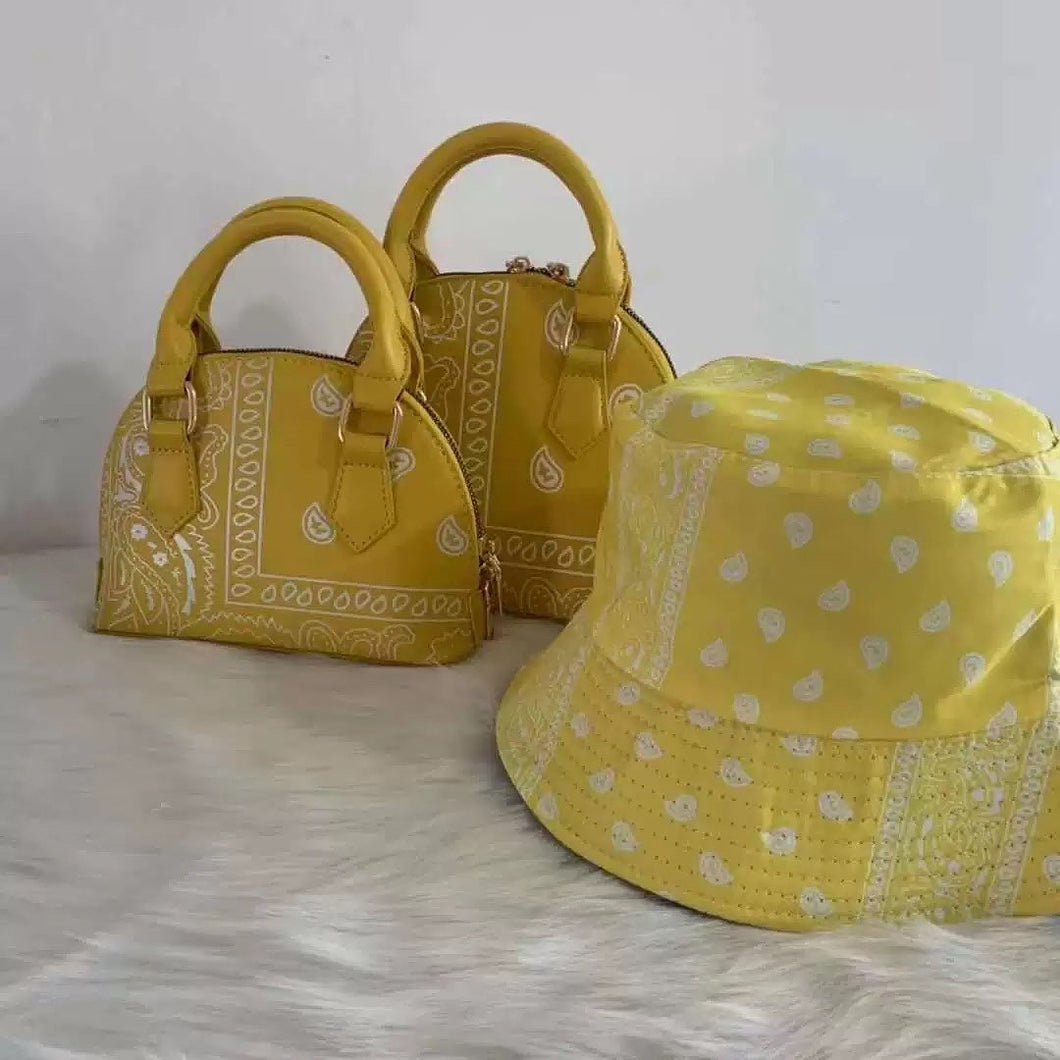 F9002 Bandanna Purse Bucket Hat Set