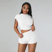 Load image into Gallery viewer, F5087 2023 Popular Sleeveless Midriff-Baring Shorts Popcorn Bubble Two-Piece Set
