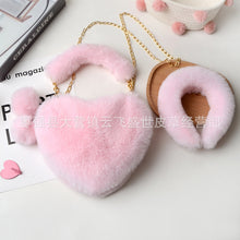 Load image into Gallery viewer, F9005 Exclusive For Matching Imitate Rex Rabbit Fur Love Handbags Plush Hairpin Autumn And Winter Chain Net Red Bag
