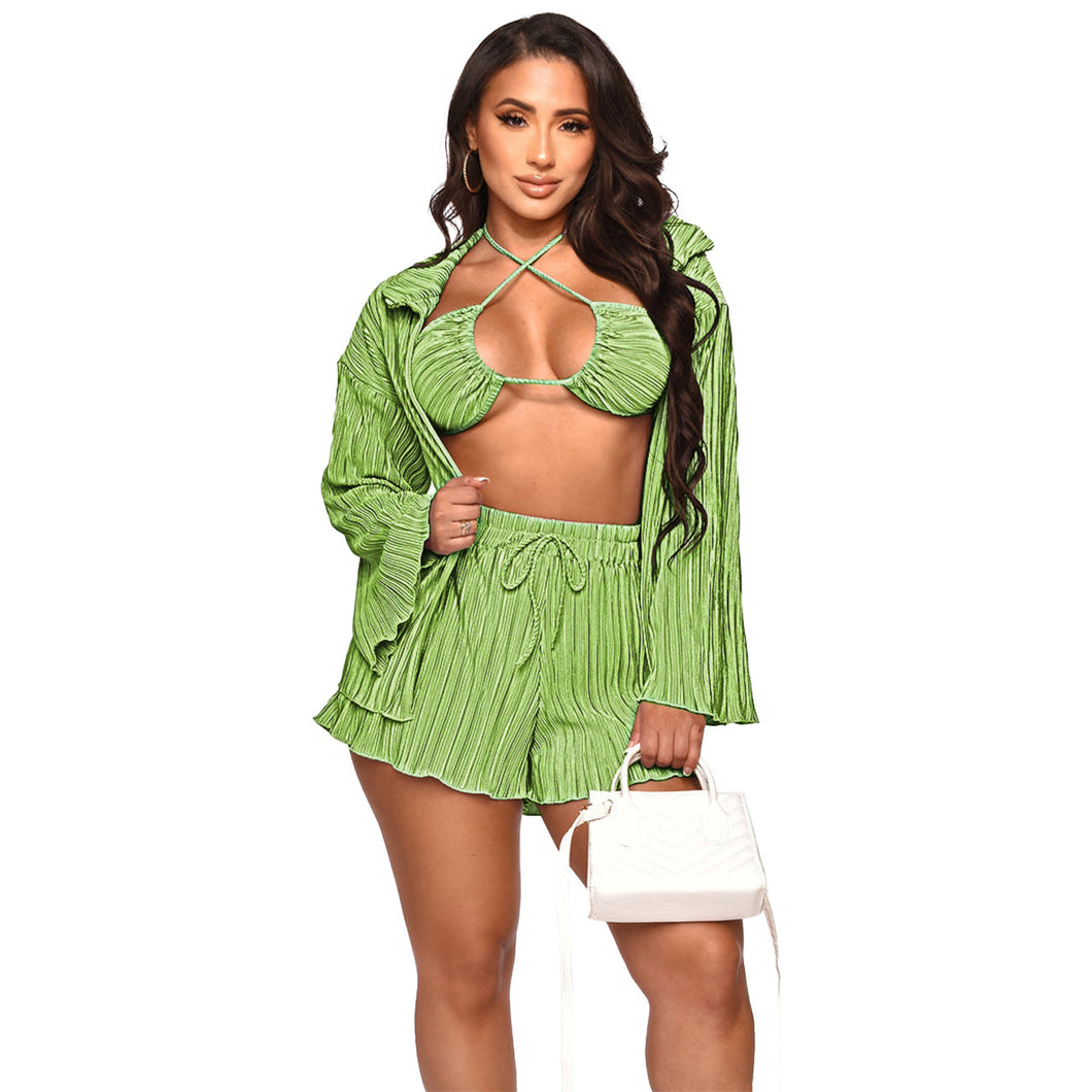 F5083 Bikini Cardigan Shorts Sexy Three-Piece Suit Suit