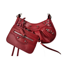 Load image into Gallery viewer, F7006 New Arrival Underarm Bag Female 2022 Pleated Crescent Son Mother Shoulder Bag Female European and American Retro Rivet Motorcycle Bag
