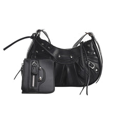 Load image into Gallery viewer, F7006 New Arrival Underarm Bag Female 2022 Pleated Crescent Son Mother Shoulder Bag Female European and American Retro Rivet Motorcycle Bag
