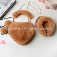 Load image into Gallery viewer, F9005 Exclusive For Matching Imitate Rex Rabbit Fur Love Handbags Plush Hairpin Autumn And Winter Chain Net Red Bag
