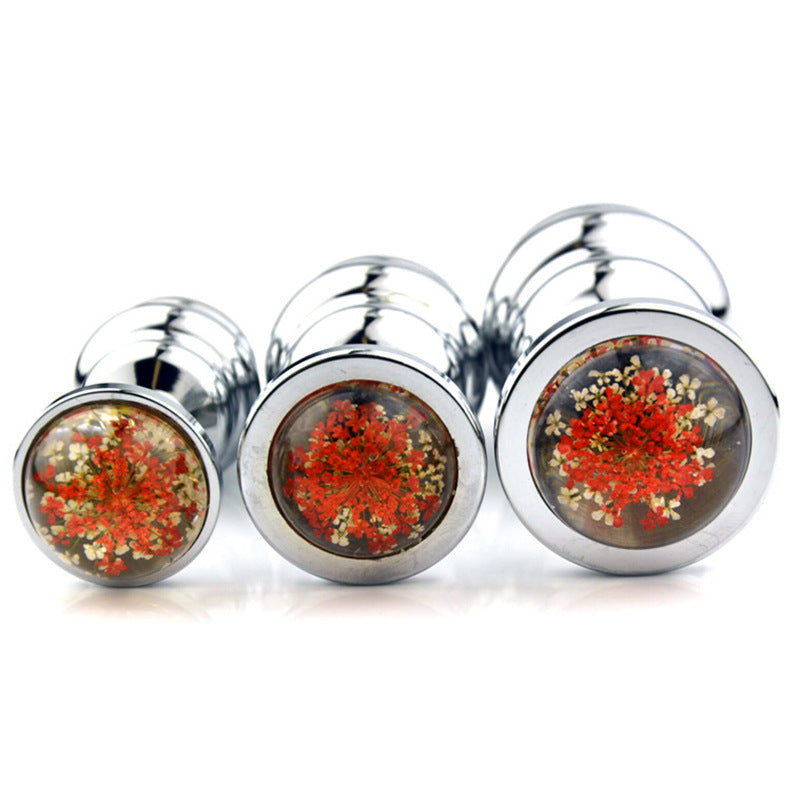 F2062 (MOQ 5 )Metal Butt Plug G-Spot Anus for Men and Women Butt Plug Masturbation Device Can Be Used as Luminous Chrysanthemum Butt Plug Thread Sex Product