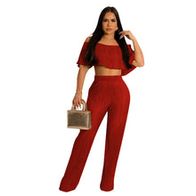 Load image into Gallery viewer, F5082 US Cross-Border Women&#39;s Clothing 2023 Popular Pleated Ruffled off-Shoulder Wide-Leg Pants Suit New
