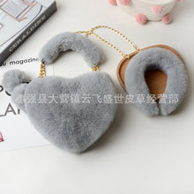 Load image into Gallery viewer, F9005 Exclusive For Matching Imitate Rex Rabbit Fur Love Handbags Plush Hairpin Autumn And Winter Chain Net Red Bag
