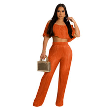 Load image into Gallery viewer, F5082 US Cross-Border Women&#39;s Clothing 2023 Popular Pleated Ruffled off-Shoulder Wide-Leg Pants Suit New
