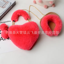 Load image into Gallery viewer, F9005 Exclusive For Matching Imitate Rex Rabbit Fur Love Handbags Plush Hairpin Autumn And Winter Chain Net Red Bag
