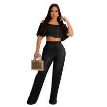 Load image into Gallery viewer, F5082 US Cross-Border Women&#39;s Clothing 2023 Popular Pleated Ruffled off-Shoulder Wide-Leg Pants Suit New
